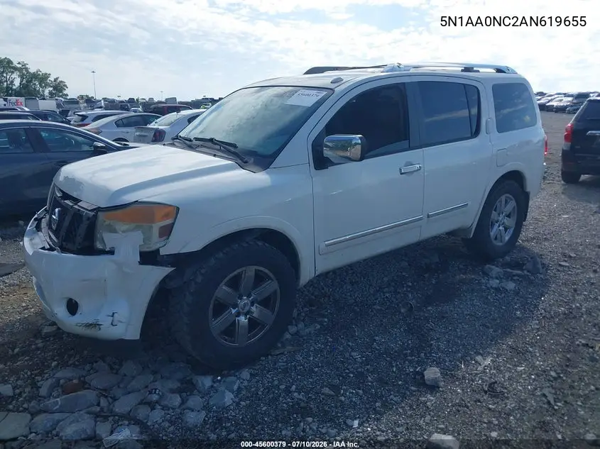 2010 Nissan Armada Titanium VIN: 5N1AA0NC2AN619655 Lot: 45600379