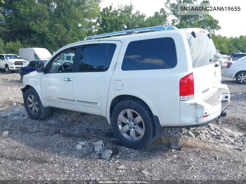 2010 Nissan Armada Titanium VIN: 5N1AA0NC2AN619655 Lot: 45600379