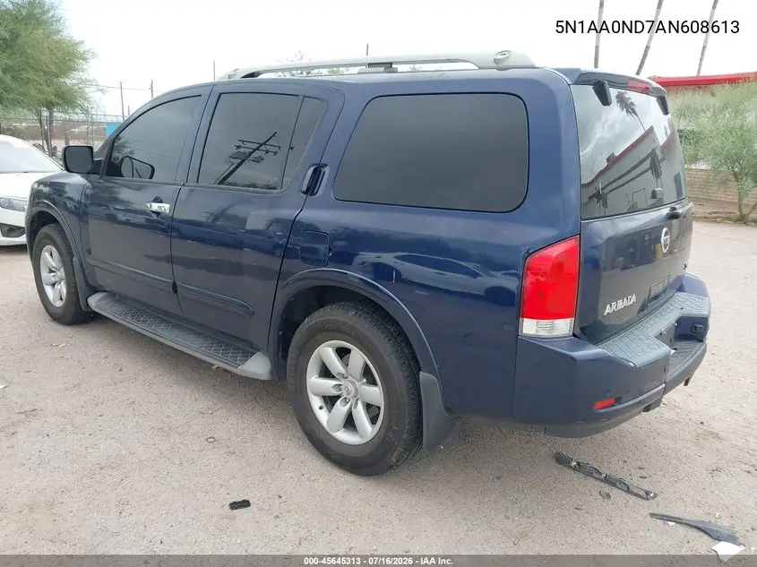 2010 Nissan Armada Se VIN: 5N1AA0ND7AN608613 Lot: 45645313