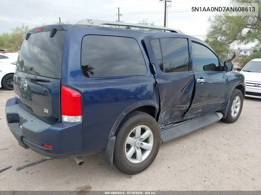 2010 Nissan Armada Se VIN: 5N1AA0ND7AN608613 Lot: 45645313