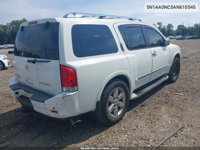 2010 Nissan Armada Platinum VIN: 5N1AA0NC5AN610545 Lot: 45667692