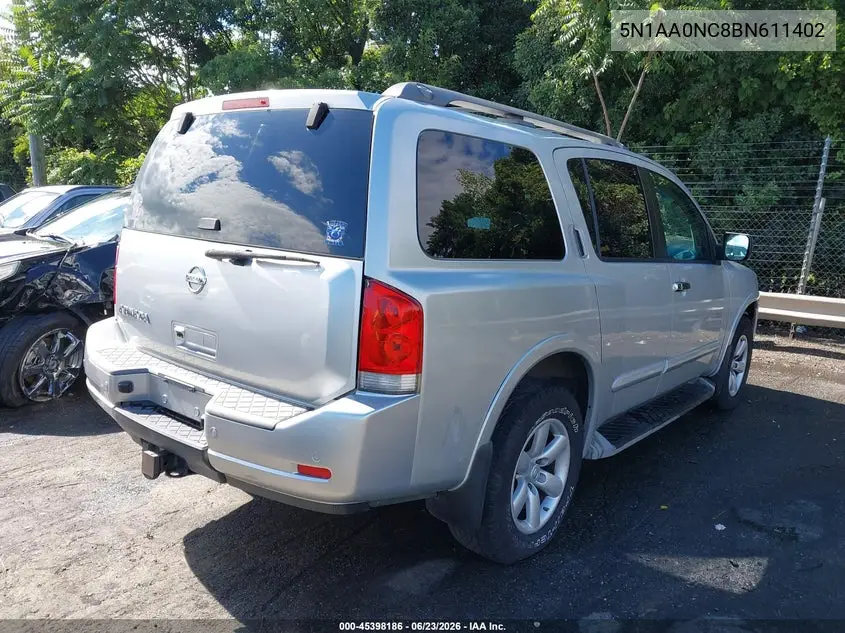 2011 Nissan Armada Sv VIN: 5N1AA0NC8BN611402 Lot: 45398186