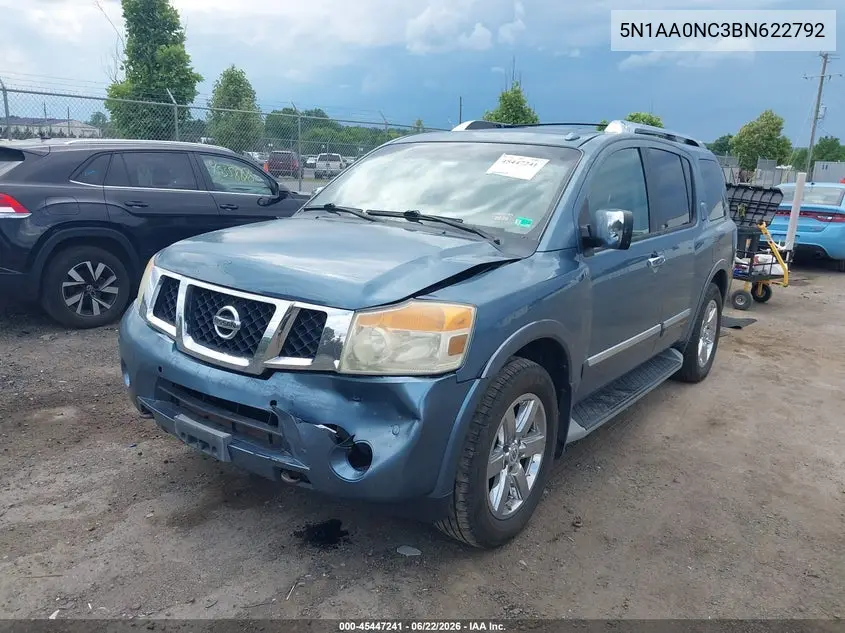 2011 Nissan Armada Platinum VIN: 5N1AA0NC3BN622792 Lot: 45447241
