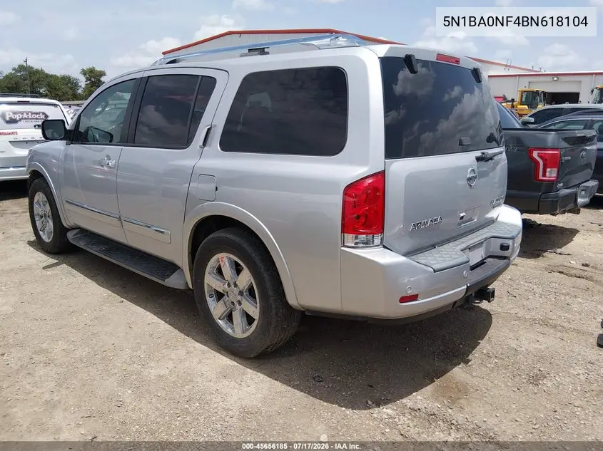 2011 Nissan Armada Platinum VIN: 5N1BA0NF4BN618104 Lot: 45656185
