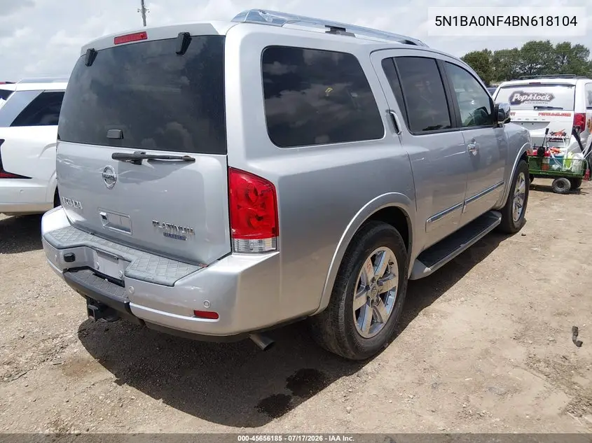 2011 Nissan Armada Platinum VIN: 5N1BA0NF4BN618104 Lot: 45656185