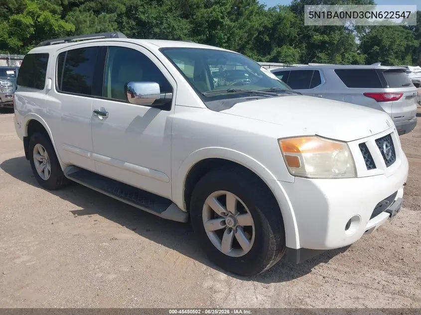 2012 Nissan Armada Sv VIN: 5N1BA0ND3CN622547 Lot: 45450502