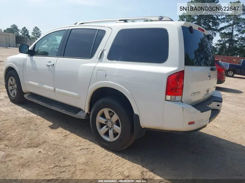 2012 Nissan Armada Sv VIN: 5N1BA0ND3CN622547 Lot: 45450502