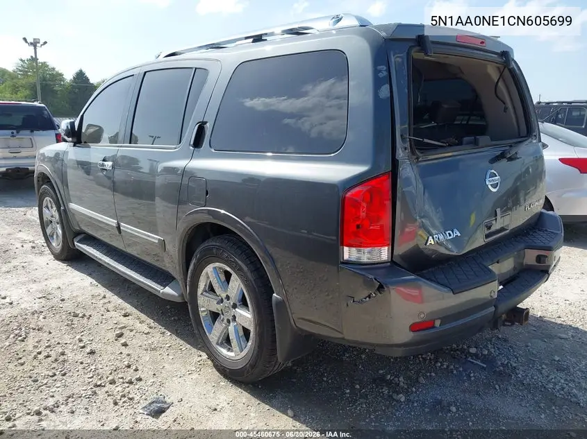 2012 Nissan Armada Platinum VIN: 5N1AA0NE1CN605699 Lot: 45460675
