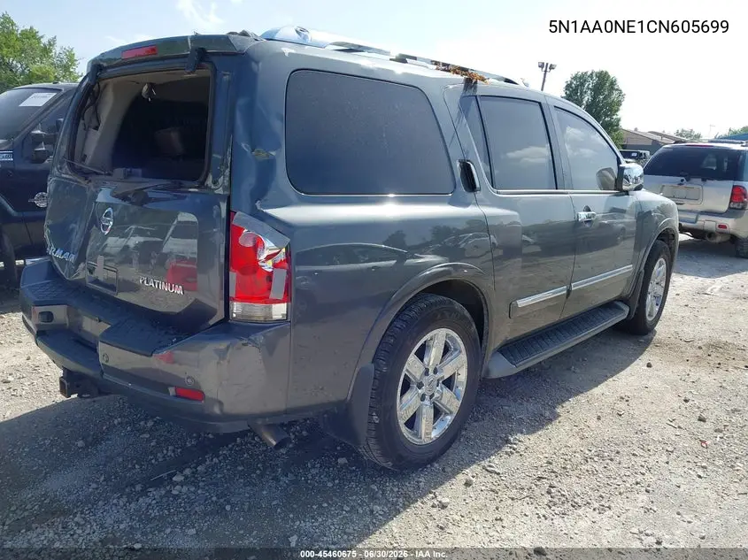 2012 Nissan Armada Platinum VIN: 5N1AA0NE1CN605699 Lot: 45460675