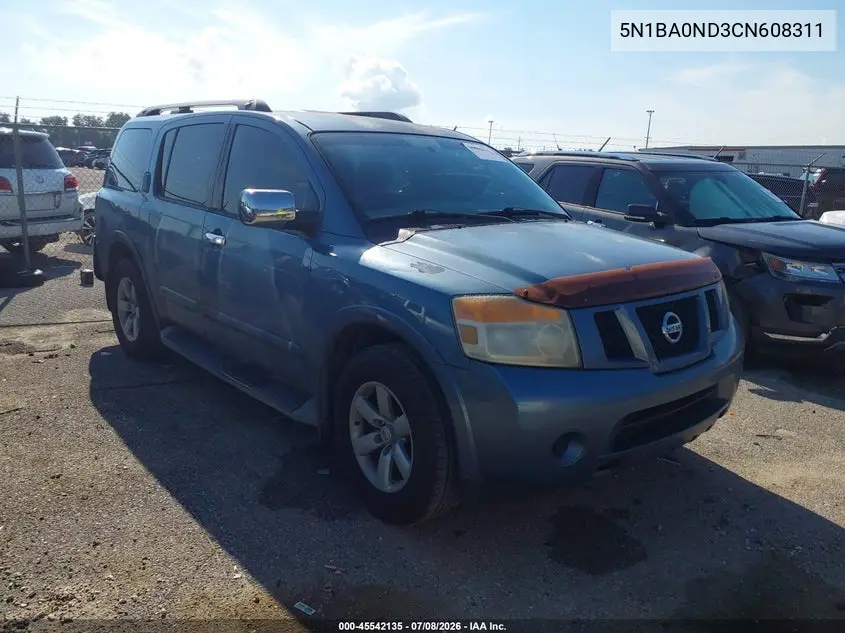 2012 Nissan Armada Sv VIN: 5N1BA0ND3CN608311 Lot: 45542135