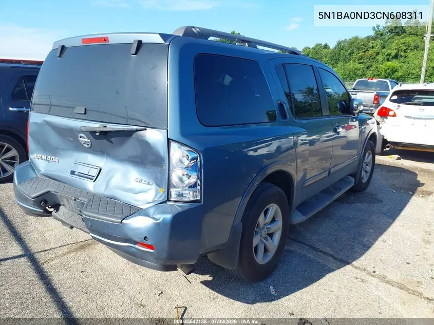 2012 Nissan Armada Sv VIN: 5N1BA0ND3CN608311 Lot: 45542135