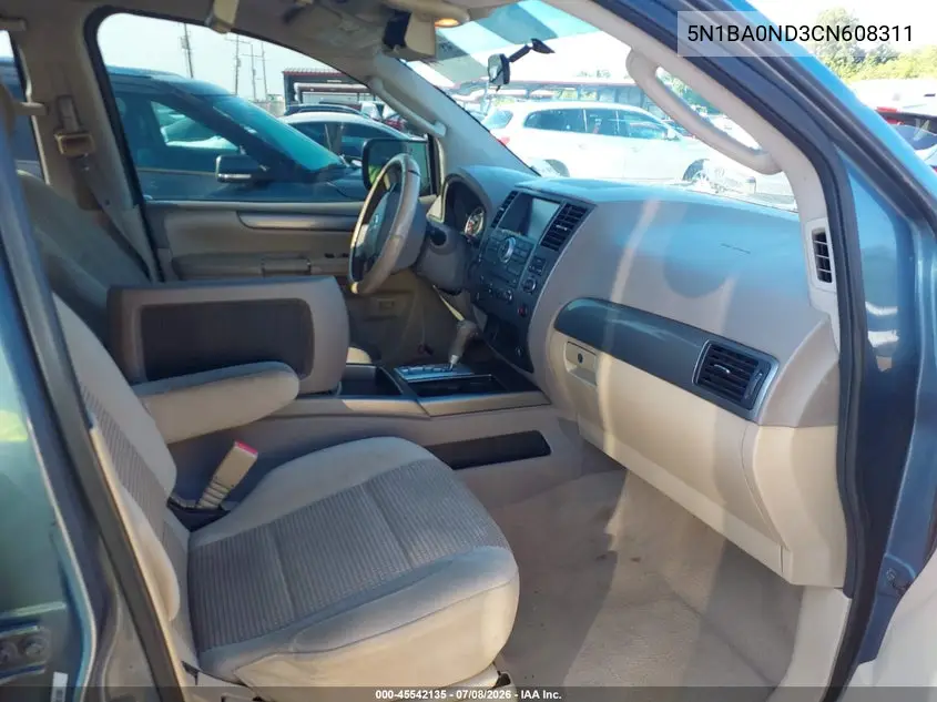 2012 Nissan Armada Sv VIN: 5N1BA0ND3CN608311 Lot: 45542135