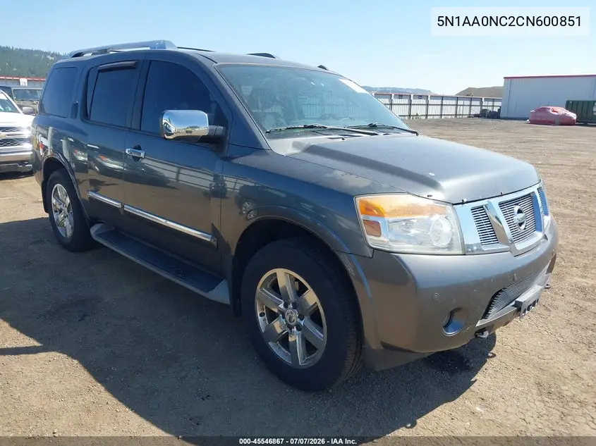 2012 Nissan Armada Platinum VIN: 5N1AA0NC2CN600851 Lot: 45546867