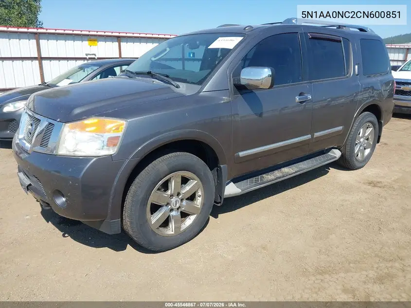 2012 Nissan Armada Platinum VIN: 5N1AA0NC2CN600851 Lot: 45546867