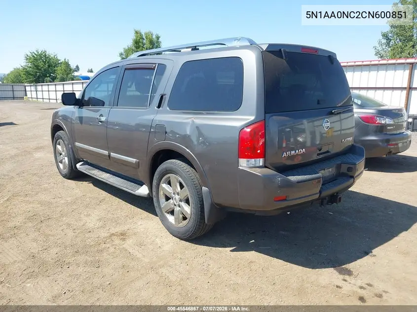 2012 Nissan Armada Platinum VIN: 5N1AA0NC2CN600851 Lot: 45546867