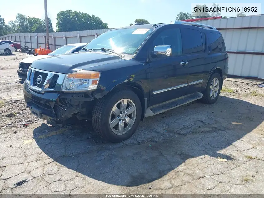 2012 Nissan Armada Platinum VIN: 5N1BA0NF1CN618952 Lot: 45663184