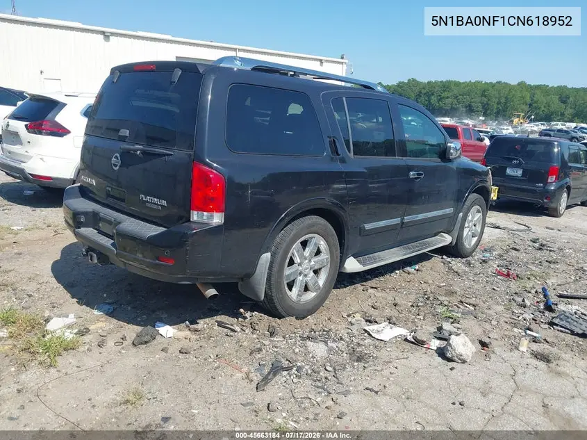 2012 Nissan Armada Platinum VIN: 5N1BA0NF1CN618952 Lot: 45663184
