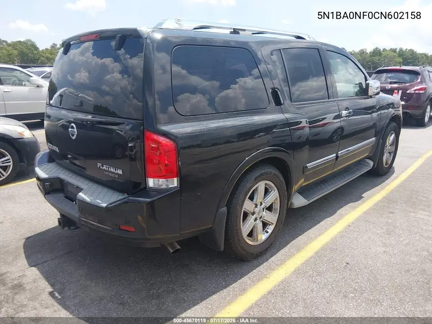 2012 Nissan Armada Platinum VIN: 5N1BA0NF0CN602158 Lot: 45670119