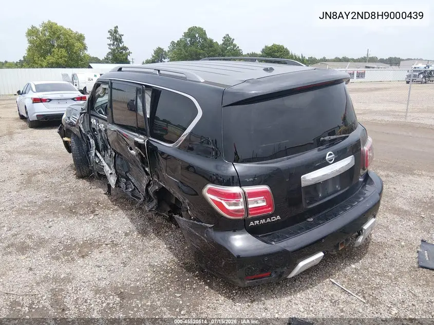 2017 Nissan Armada Platinum/Sl/Sv VIN: JN8AY2ND8H9000439 Lot: 45520514