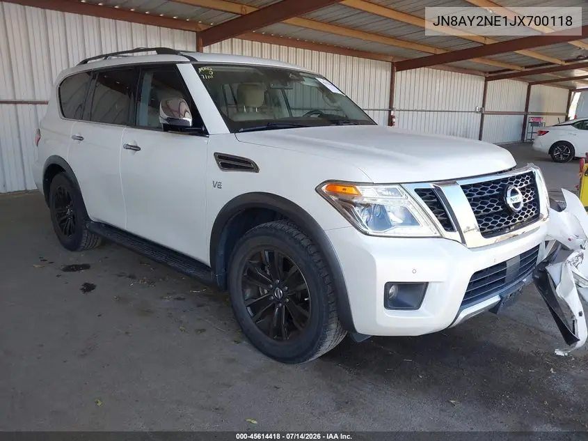 2018 Nissan Armada Platinum VIN: JN8AY2NE1JX700118 Lot: 45614418