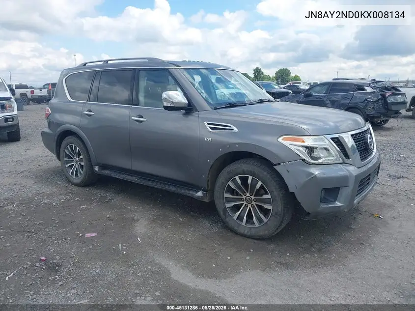 2019 Nissan Armada Sl VIN: JN8AY2ND0KX008134 Lot: 45131286