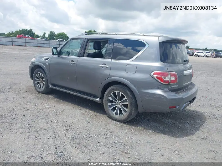 2019 Nissan Armada Sl VIN: JN8AY2ND0KX008134 Lot: 45131286