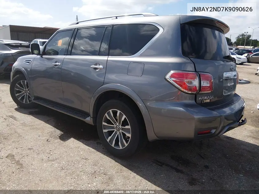 2019 Nissan Armada Sl VIN: JN8AY2ND7K9090626 Lot: 45366400