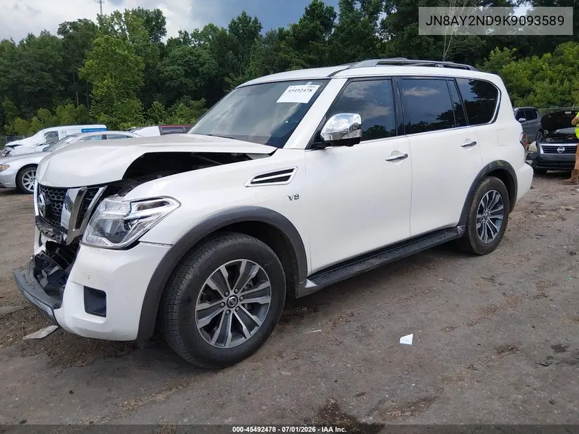 2019 Nissan Armada Sl VIN: JN8AY2ND9K9093589 Lot: 45492478