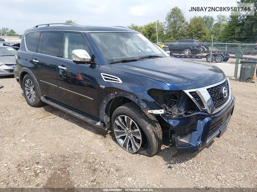 2019 Nissan Armada Sl VIN: JN8AY2NC8K9581746 Lot: 45625981