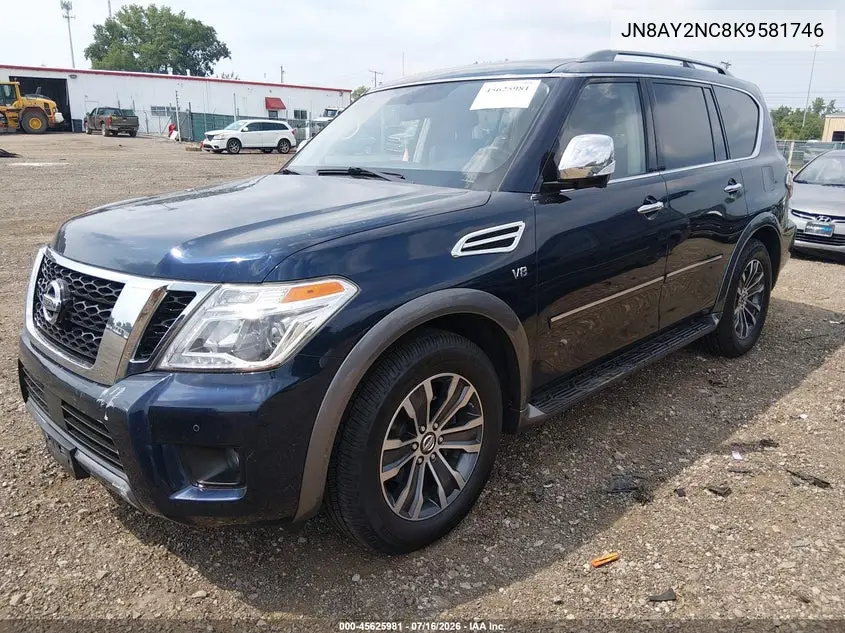 2019 Nissan Armada Sl VIN: JN8AY2NC8K9581746 Lot: 45625981