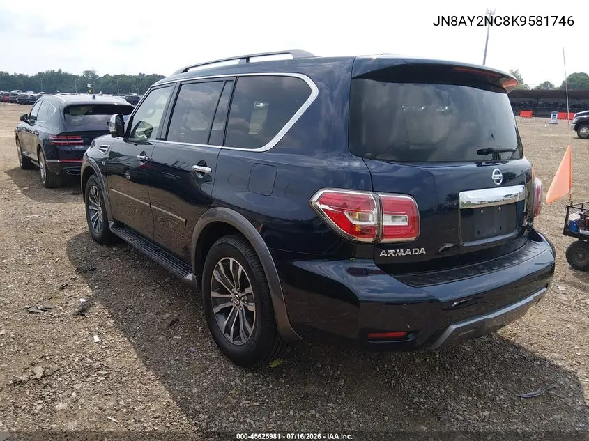 2019 Nissan Armada Sl VIN: JN8AY2NC8K9581746 Lot: 45625981