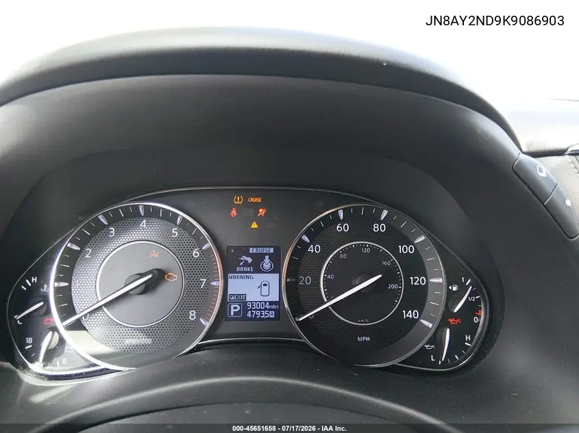 2019 Nissan Armada Sv VIN: JN8AY2ND9K9086903 Lot: 45651658