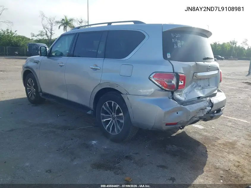 2020 Nissan Armada Sl 2Wd VIN: JN8AY2ND7L9108981 Lot: 45584401
