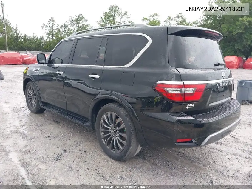 2024 Nissan Armada Platinum 2Wd VIN: JN8AY2DA2R9418231 Lot: 45418746