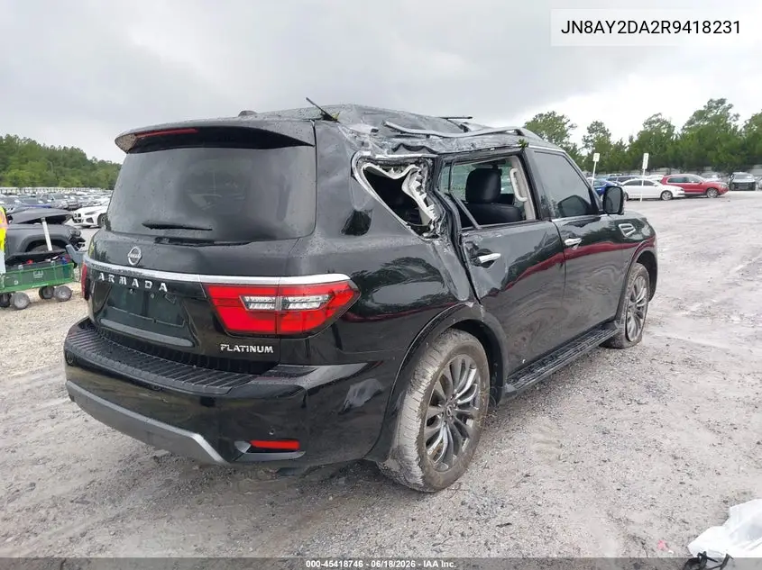 2024 Nissan Armada Platinum 2Wd VIN: JN8AY2DA2R9418231 Lot: 45418746