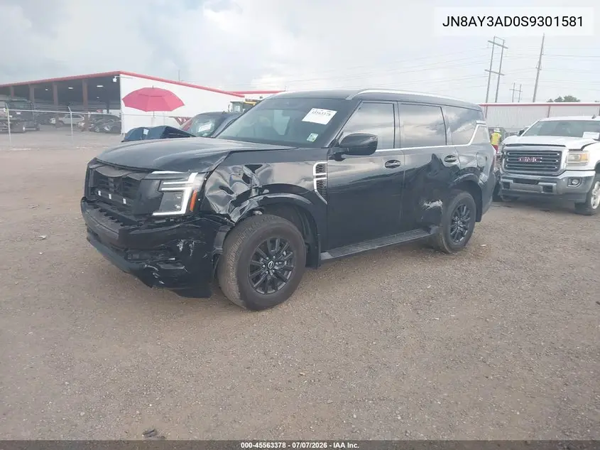 2025 Nissan Armada Sv 2Wd VIN: JN8AY3AD0S9301581 Lot: 45563378