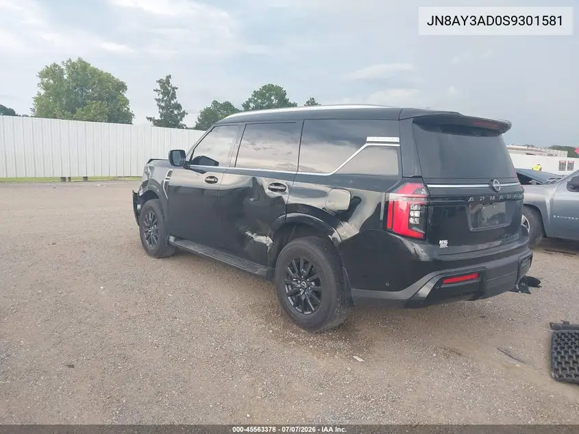 2025 Nissan Armada Sv 2Wd VIN: JN8AY3AD0S9301581 Lot: 45563378