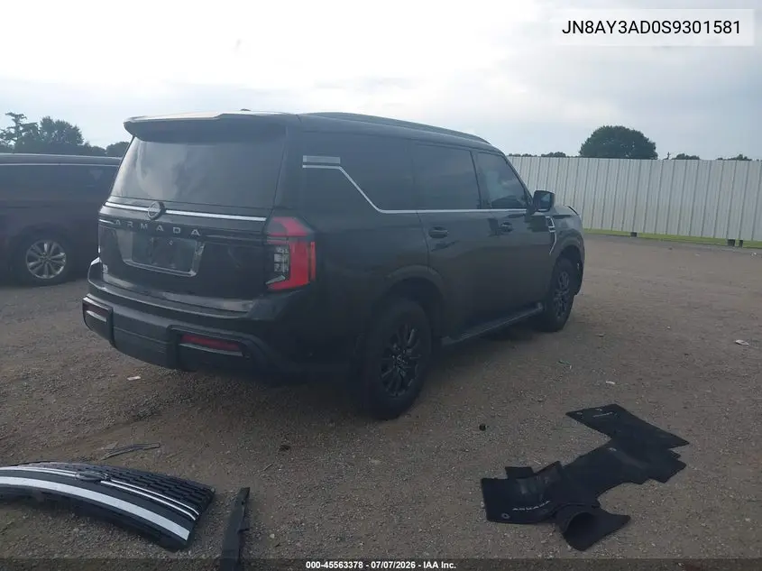 2025 Nissan Armada Sv 2Wd VIN: JN8AY3AD0S9301581 Lot: 45563378