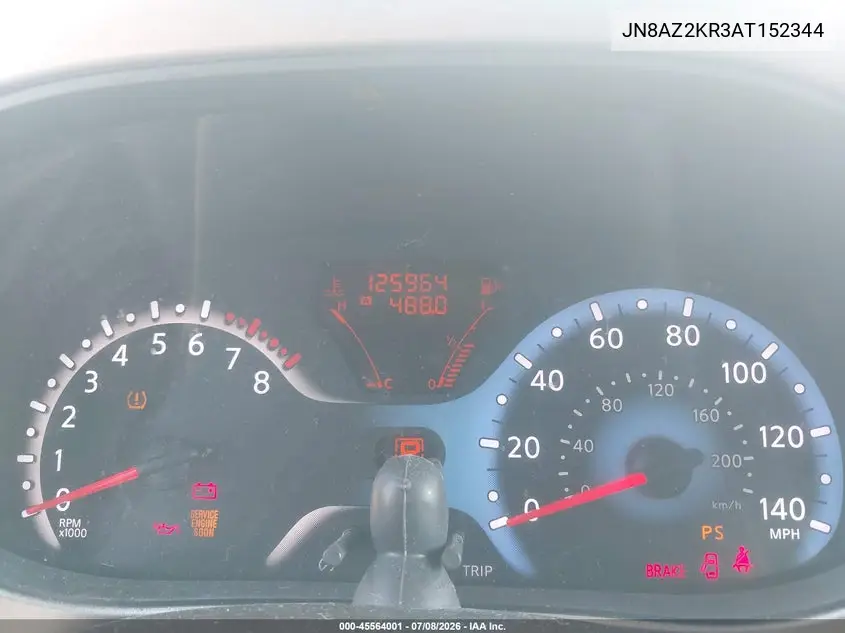 2010 Nissan Cube 1.8S VIN: JN8AZ2KR3AT152344 Lot: 45564001