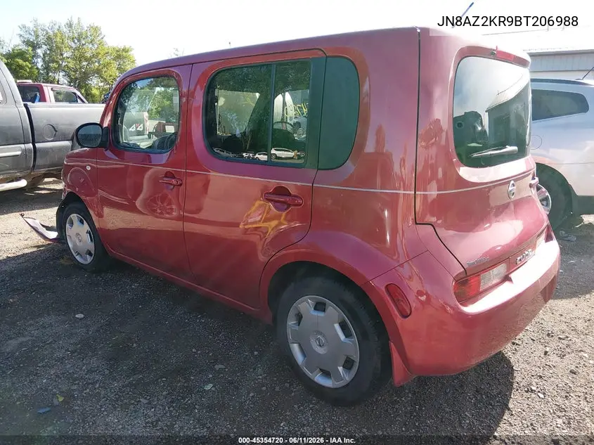 2011 Nissan Cube 1.8S VIN: JN8AZ2KR9BT206988 Lot: 45354720