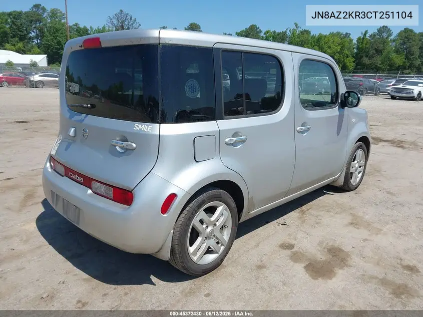 2012 Nissan Cube 1.8 Sl VIN: JN8AZ2KR3CT251104 Lot: 45372430