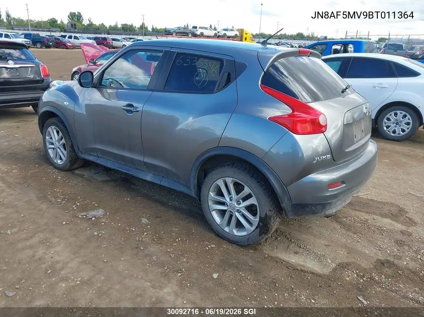 2011 Nissan Juke S/Sv/Sl VIN: JN8AF5MV9BT011364 Lot: 30092716