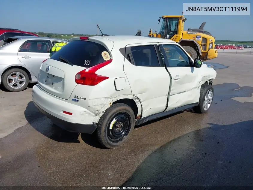 2012 Nissan Juke Sl VIN: JN8AF5MV3CT111994 Lot: 45490327