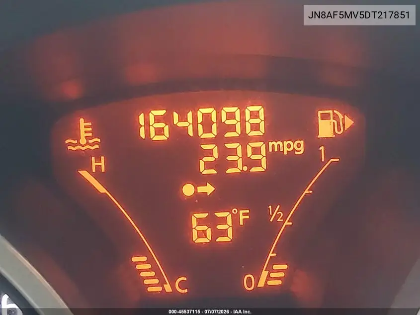 2013 Nissan Juke Sl VIN: JN8AF5MV5DT217851 Lot: 45537115