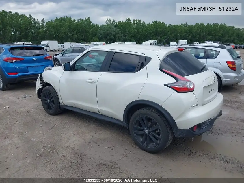 2015 Nissan Juke S/Sv/Sl/Nismo VIN: JN8AF5MR3FT512324 Lot: 12633255