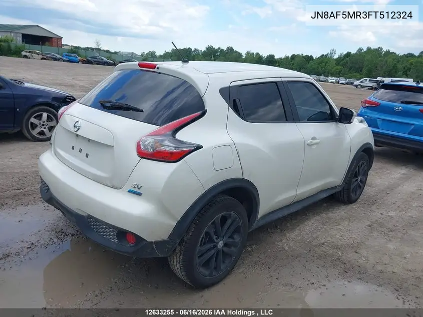 2015 Nissan Juke S/Sv/Sl/Nismo VIN: JN8AF5MR3FT512324 Lot: 12633255