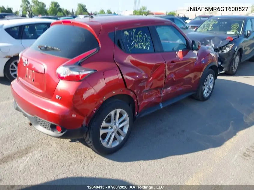 2016 Nissan Juke S/Sv/Sl/Nismo VIN: JN8AF5MR6GT600527 Lot: 12648413