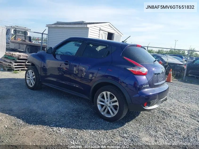 2016 Nissan Juke S/Sv/Sl/Nismo VIN: JN8AF5MV6GT651832 Lot: 12652895