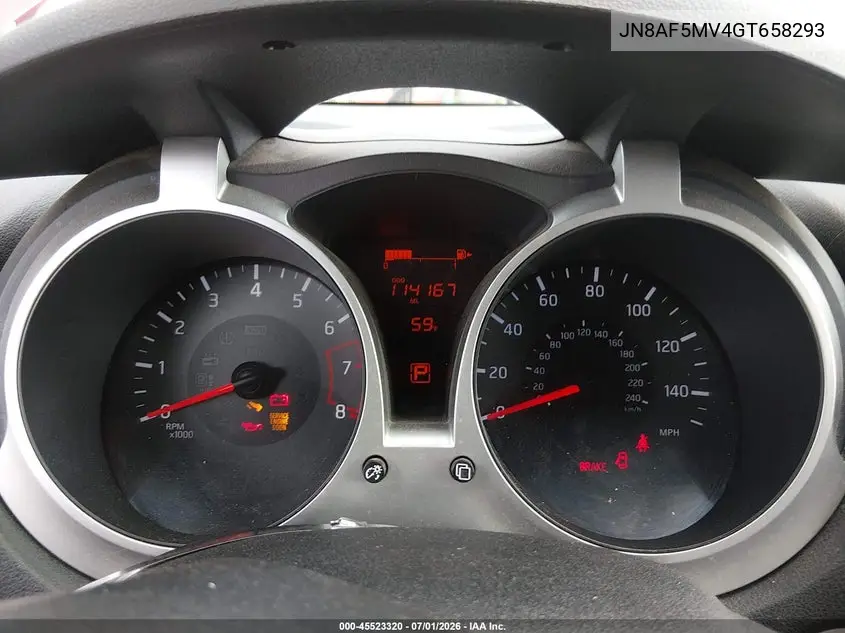 2016 Nissan Juke Sl VIN: JN8AF5MV4GT658293 Lot: 45523320