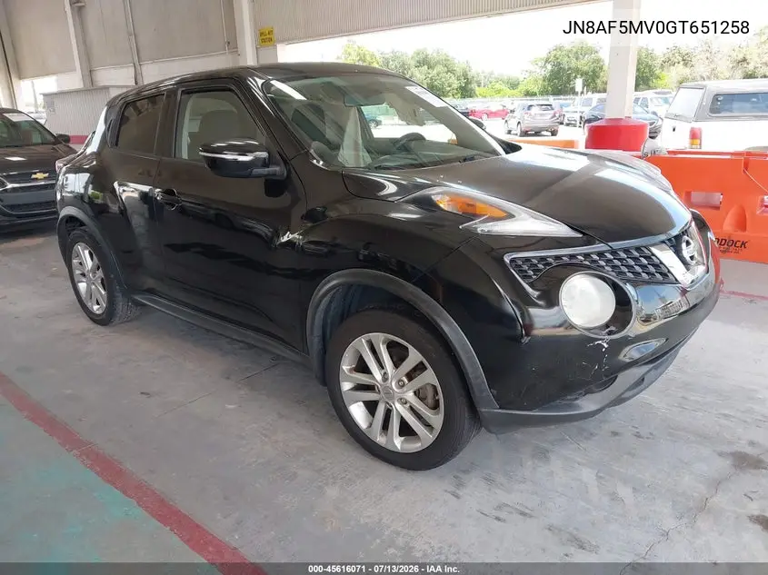 2016 Nissan Juke Nismo/S/Sl/Sv VIN: JN8AF5MV0GT651258 Lot: 45616071